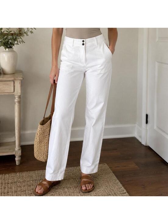 Eileen Fisher Pants - Eileen Fisher white organic cotton slim pants size 12 minimal simple basic